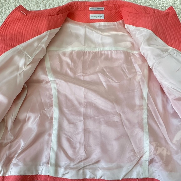 VTG Bernard Zins France Blazer Womens Sz 16 Cotton Lined Jacket Orange Coral EUC - Picture 6 of 12